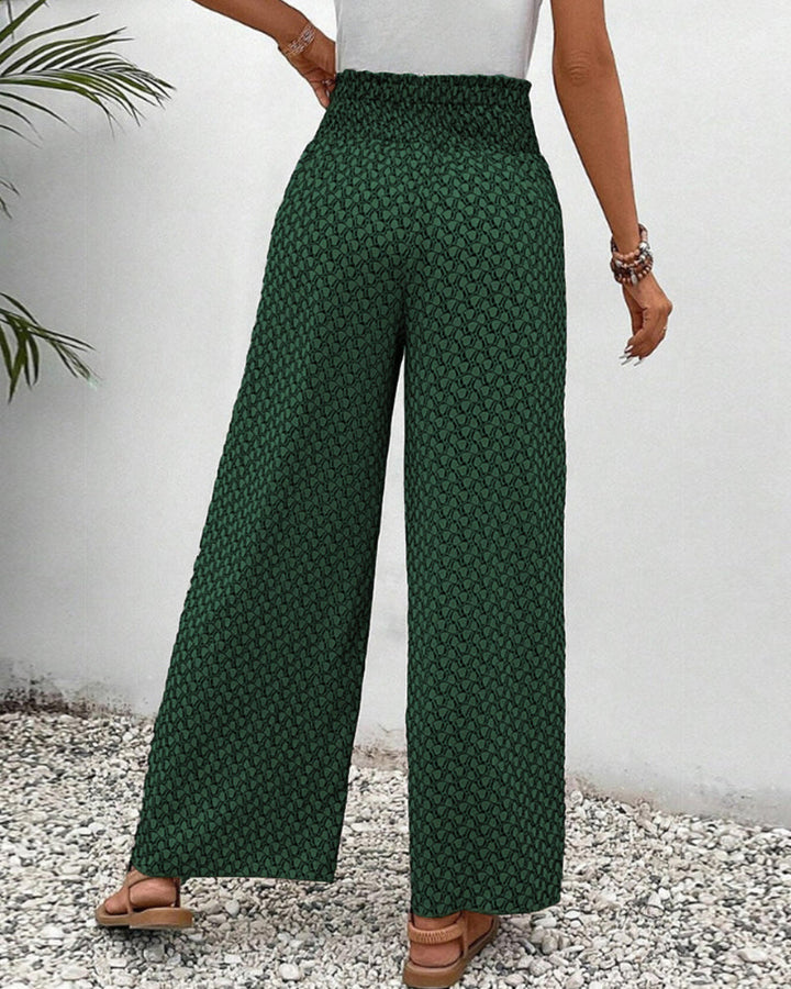 Grüne Damen Sommer Hose, weites Bein & hoher Bund, frisch & elegant für warme Tage.