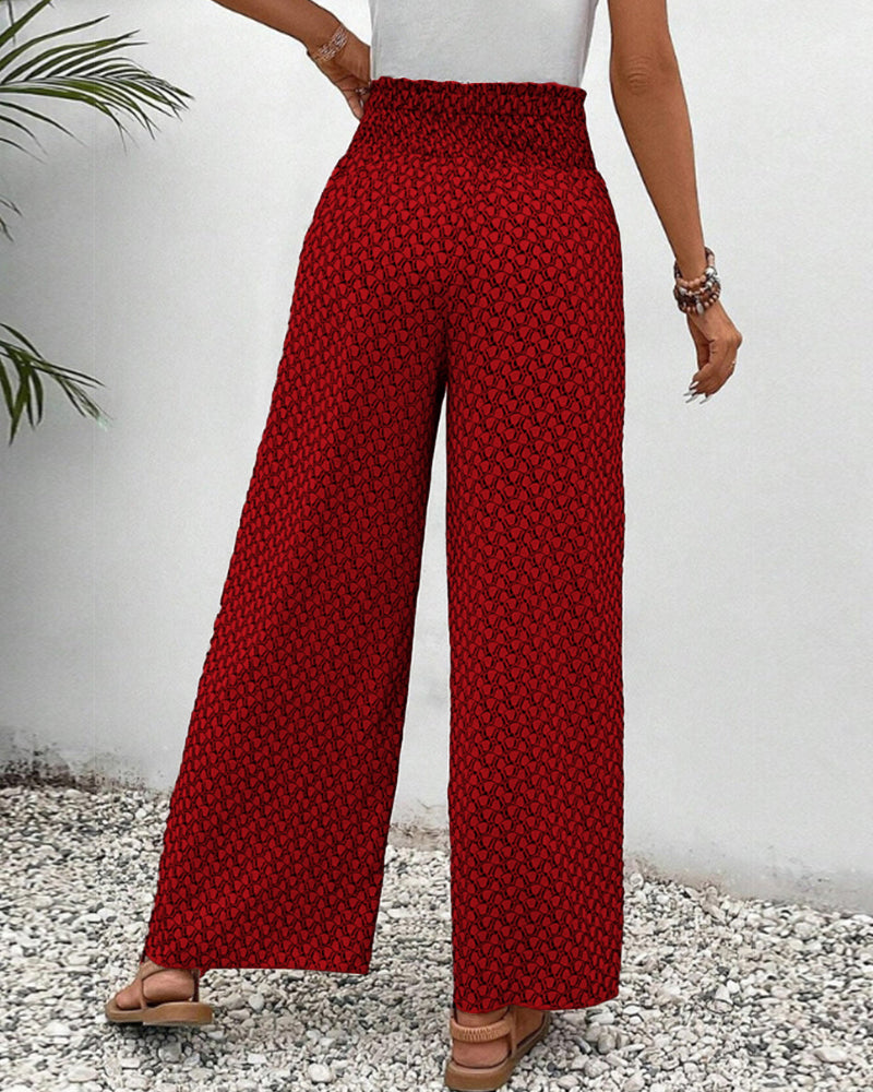 Grüne elegante Damen Business Hose mit weitem Bein & hohem Bund, moderne Passform.