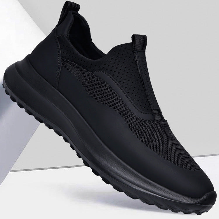 Ein Paar schwarze Orthopädische Herren Sportschuhe, die Komfort, Stabilität und eine rutschfeste Sohle bieten.