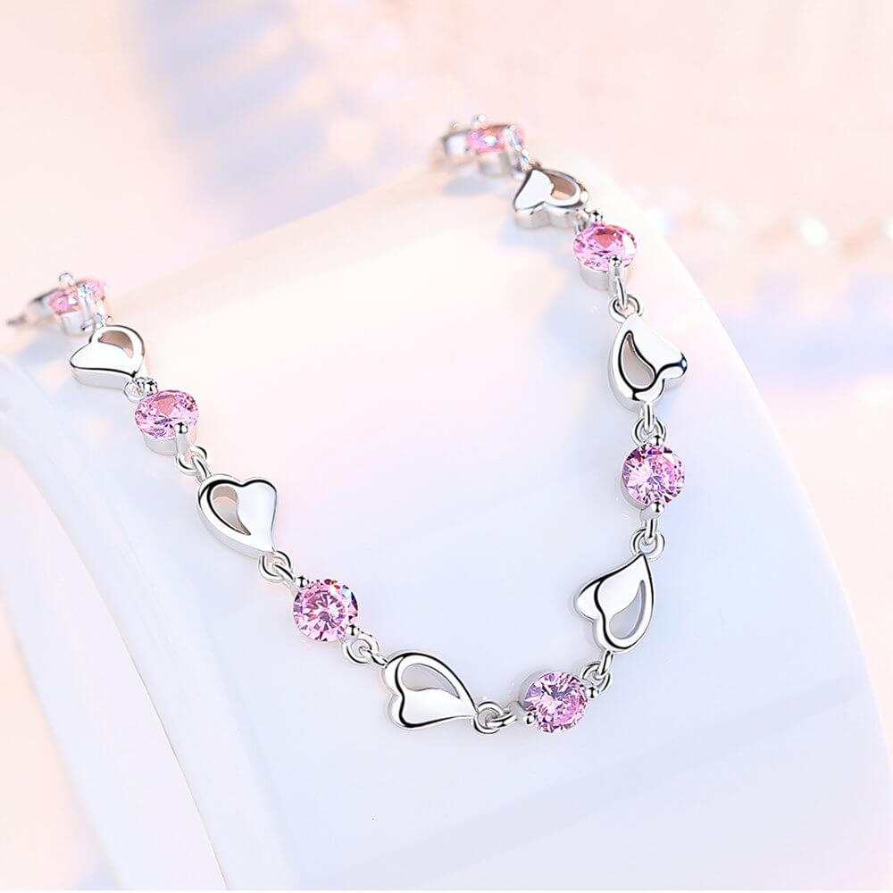 Elegantes Damen Armband mit Herzanhänger aus 925 Sterling Silber, ein schönes Geschenk.