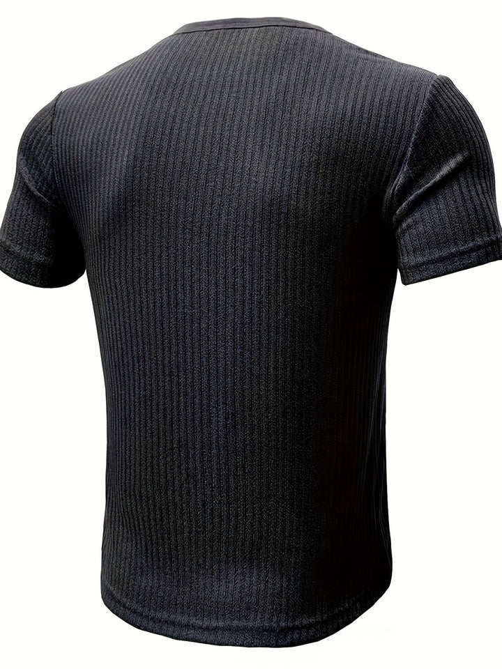 Herren Henley T-Shirt kurzarm, Knopfleiste. Bequem, stilvoll, ideal für Freizeit & Casual Look.