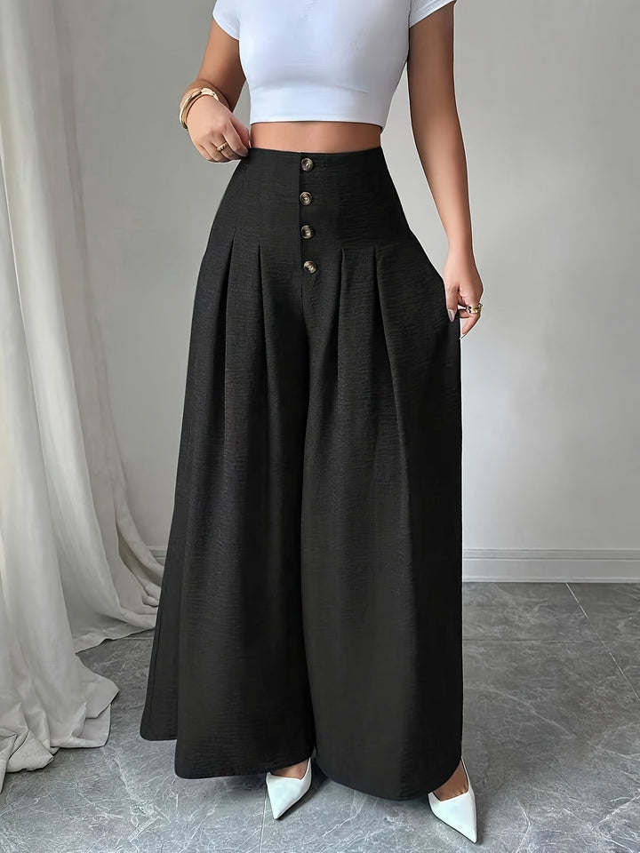 Vielseitige Damen Weitbein Hose, High-Waist in Marineblau, ideal für jede Gelegenheit.