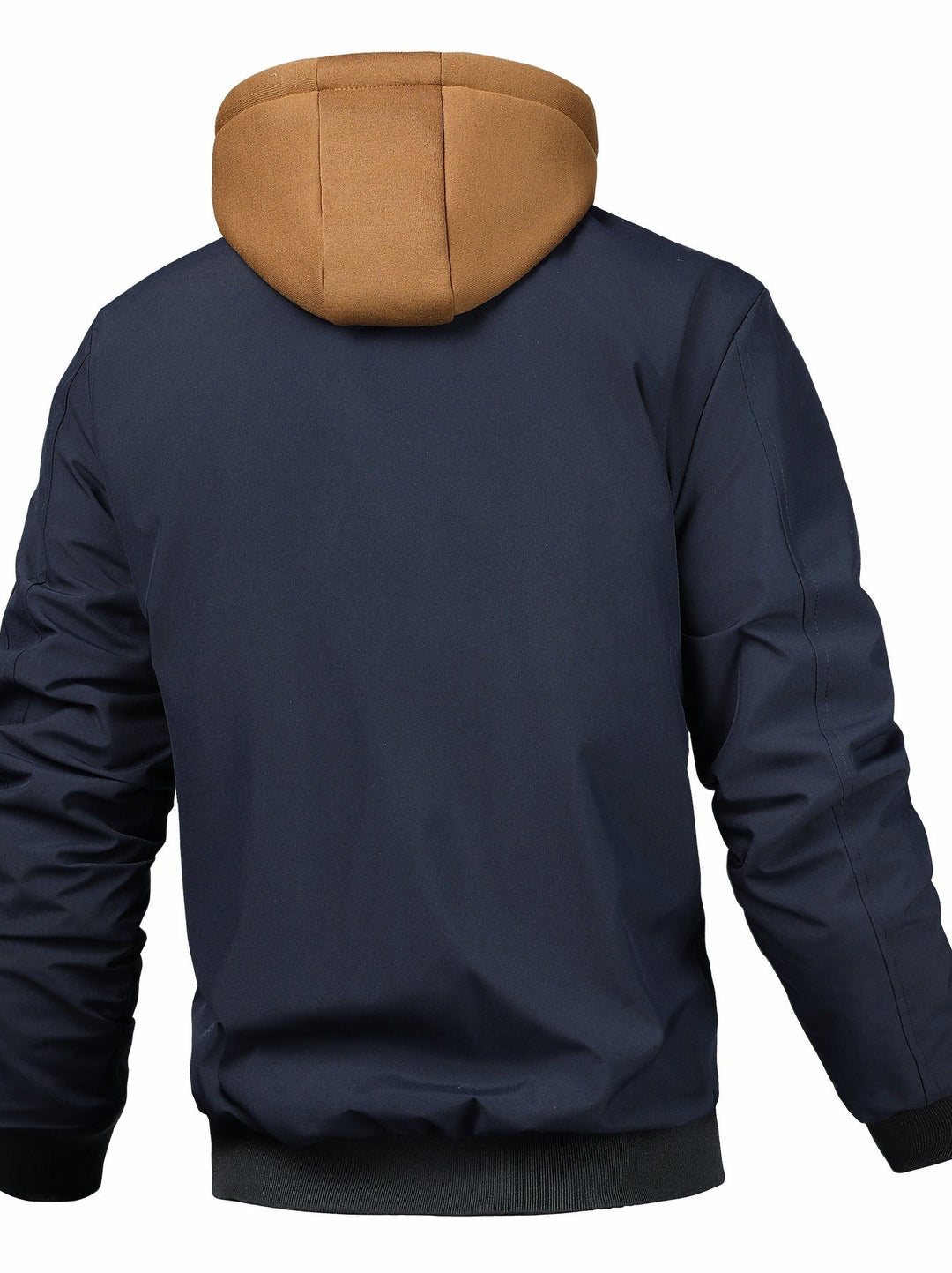 Robuster Reißverschluss und praktische Pattentaschen der warmen Herren Kapuzen-Bomberjacke für den Alltag.