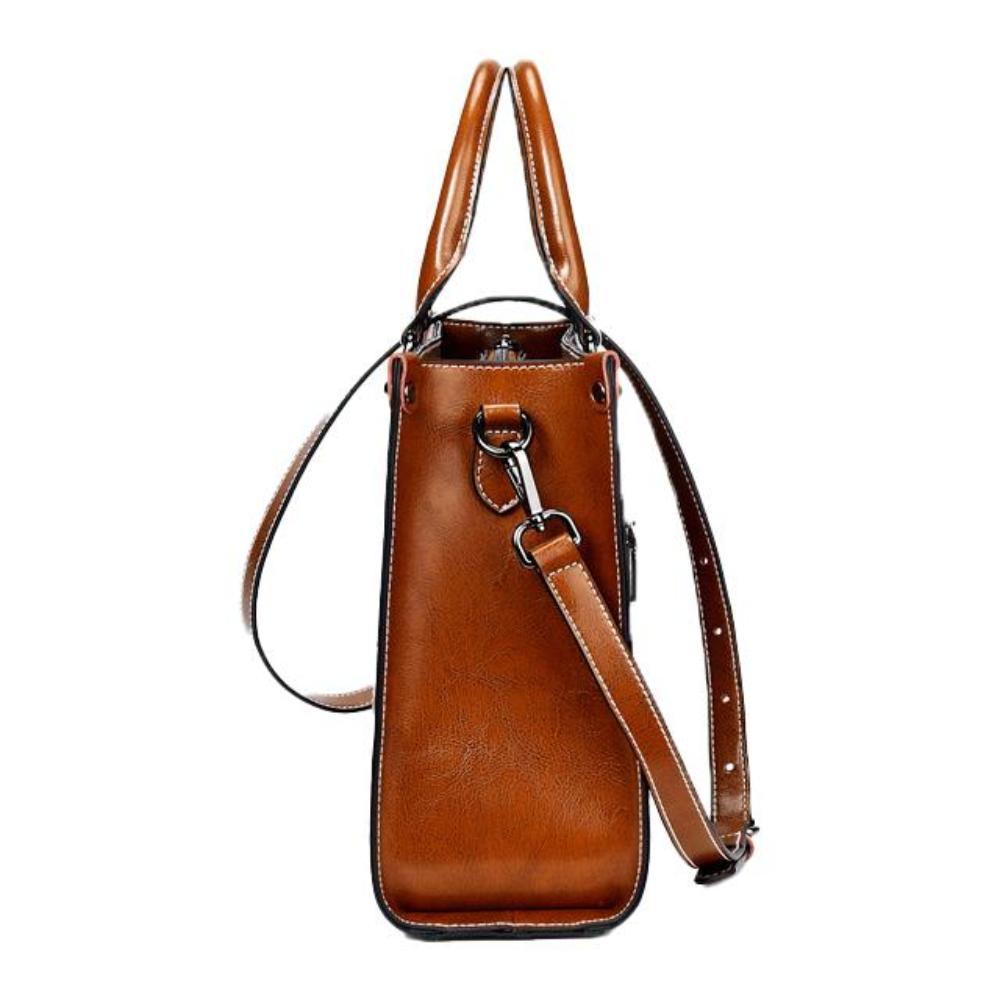 Modische Damen Tote-Handtasche aus Algen-grünem Leder, elegant & geräumig für Alltag.