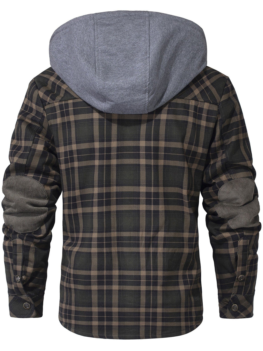 Mann trägt warme, karierte Herren Kapuzenjacke, ideal für Outdoor-Aktivitäten im Herbst.