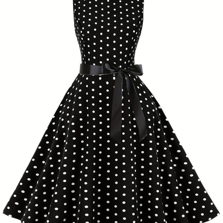 Damen Vintage Kleid: Schickes Rockabilly Design mit Polka Dots, A-Linien Schnitt.