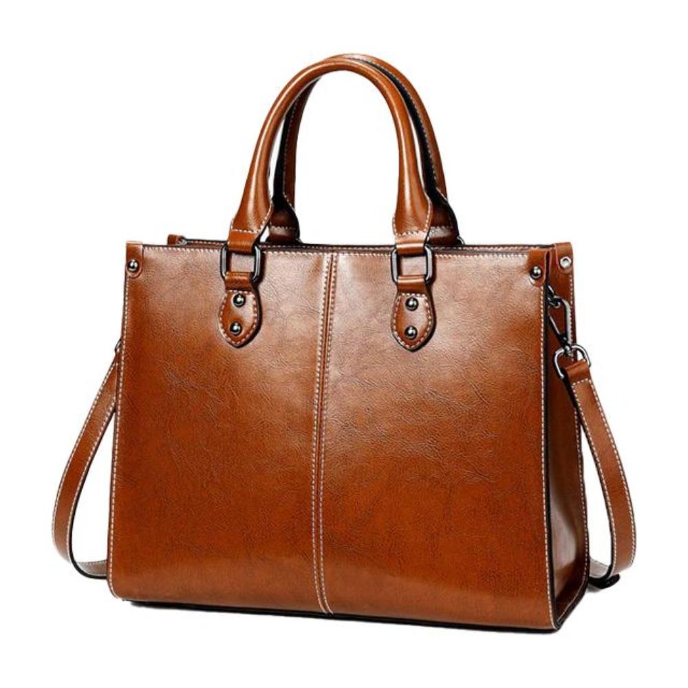 Organisierte Damen Leder-Tote-Schultertasche, elegant & geräumig für alle wichtigen Dinge im Alltag.