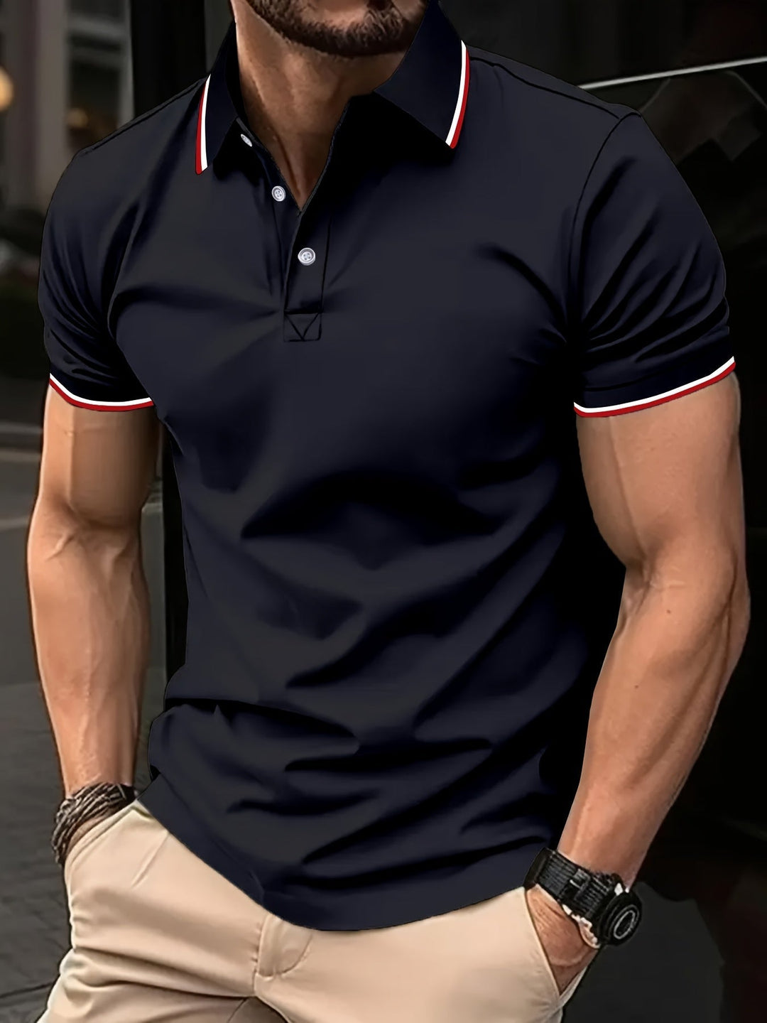 Bequemes Herren Kurzarm-Polohemd aus hochwertigem Baumwoll-Piqué für den Alltag.