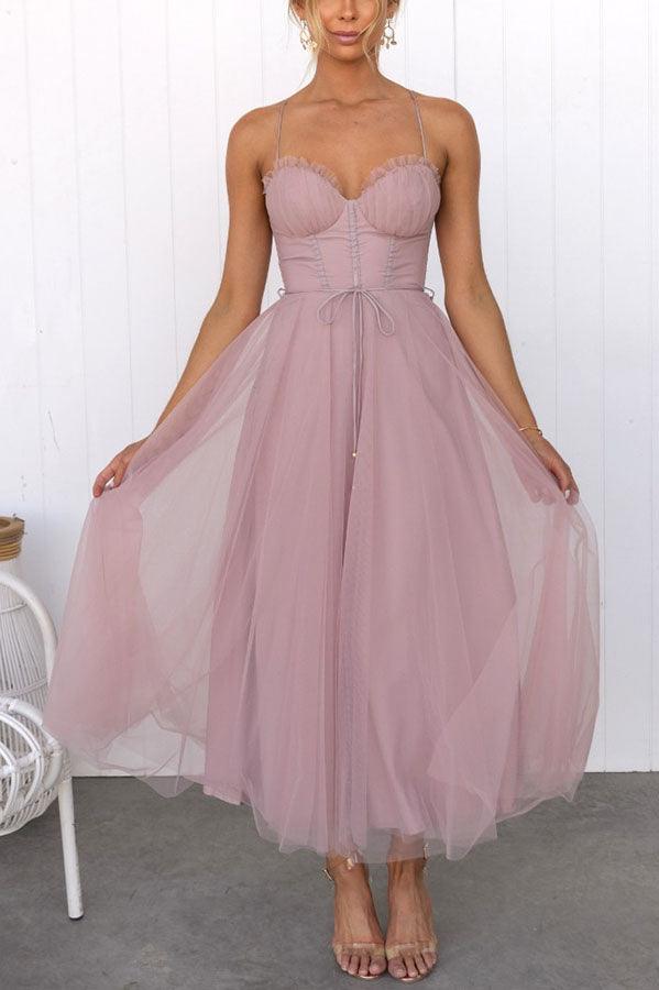 Festliches Damen Maxikleid, ärmellos, mit Trägern, perfekt für Hochzeitsgäste.