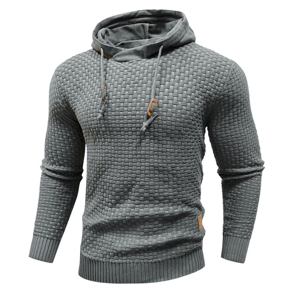 Robuster Herren Hoodie, graumeliert, mit Kapuze. Ideal für Outdoor-Aktivitäten.