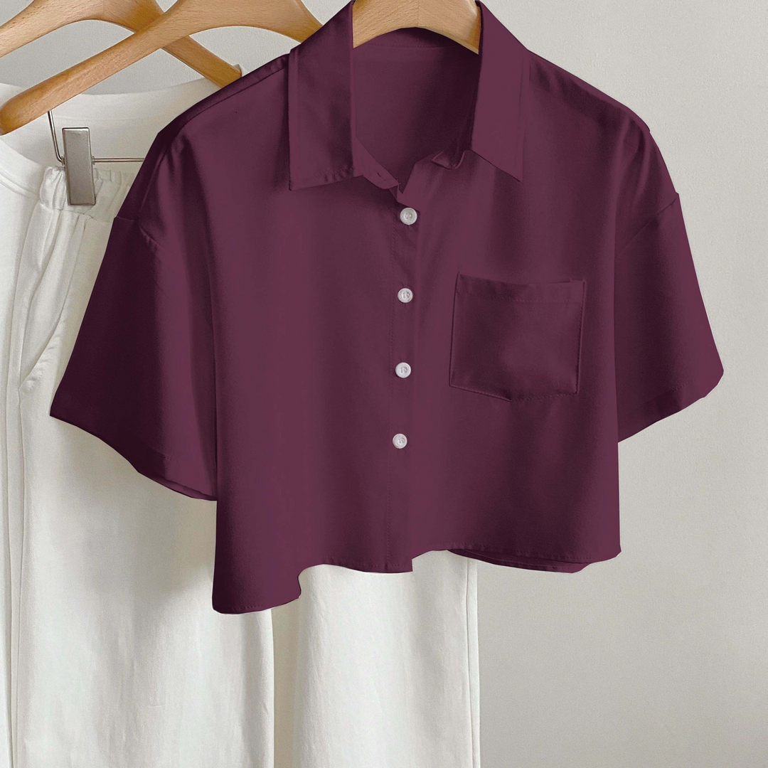 Schicke Damen Cropped Bluse, kurzärmlig, ideal für sommerliche Freizeitmode.
