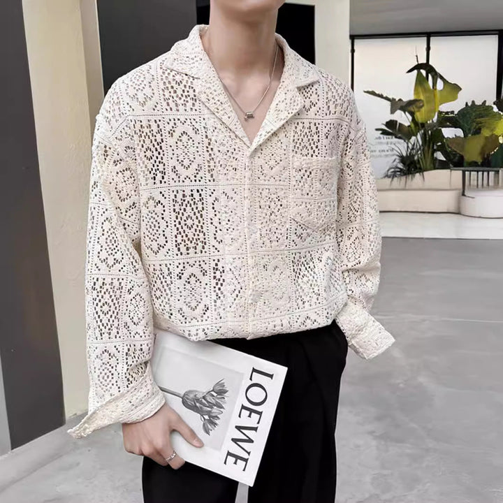 Elegantes schwarzes Kurzarm-Herrenhemd mit Kuba-Kragen für entspannte Sommerlooks.