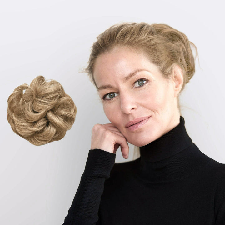 Kunsthaar Haarverlängerung Scrunchie BunPop, schafft voluminöse Dutts mühelos.