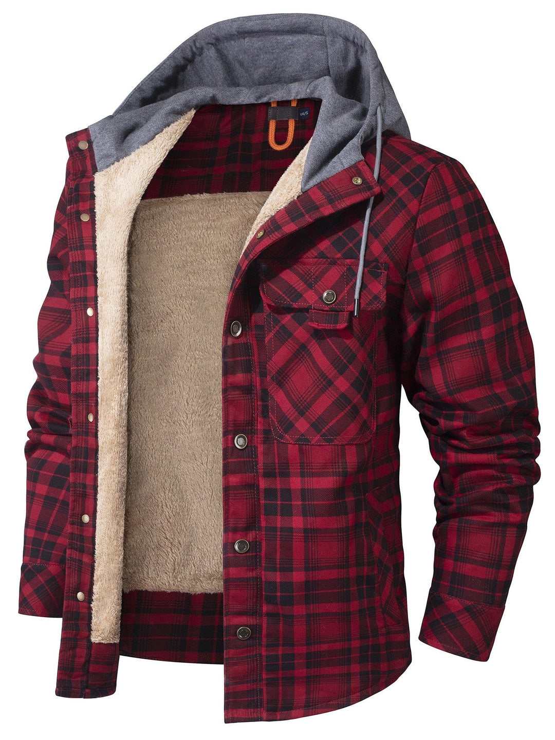 Vielseitige Herren Kapuzenjacke, kariert, warm, als Übergangs- oder Winterjacke tragbar.