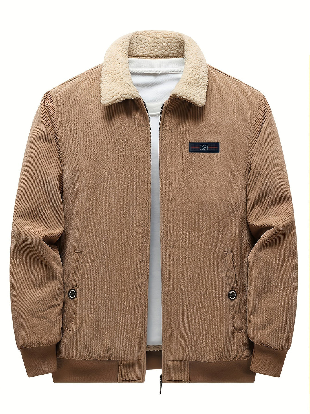 Schwarze, warme Herren Winterjacke für Herbst & Winter, mit Reißverschluss und Stehkragen.
