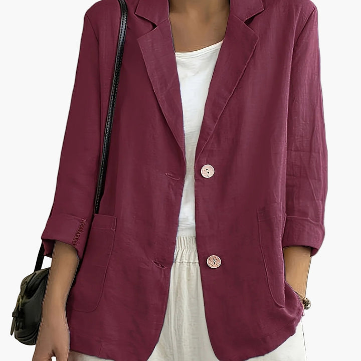 Trendiger Damen Blazer, locker geschnitten, ideal als Übergangsjacke für Frühling und Sommer.