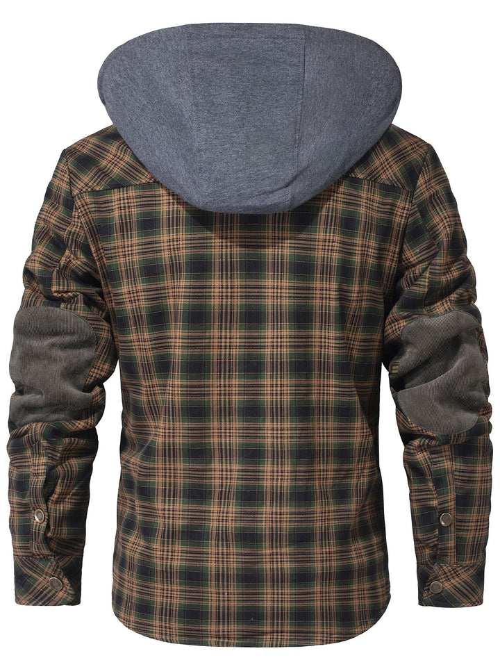 Karierte Winterjacke für Herren mit Kapuze, extra warm und robust, perfekt für kalte Tage.