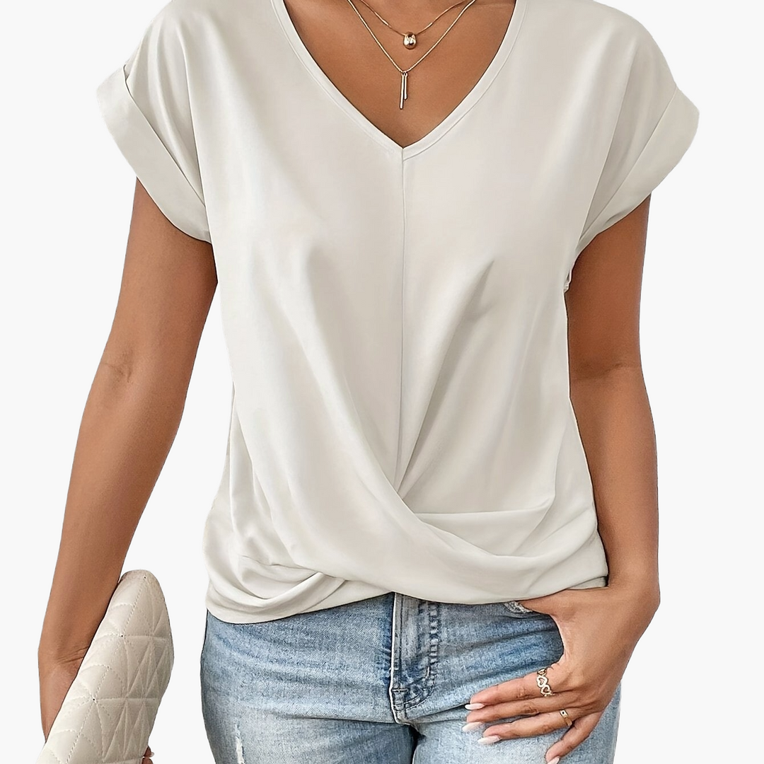 Elegant-moderne Damen Wickelbluse, V-Ausschnitt, figurschmeichelnd, für jeden Anlass.