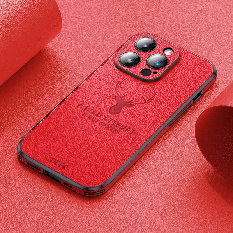 Rote Wildleder iPhone Hülle, Kameraschutz, stoßfest, passt zu iPhone 15, 14, 13, 12.