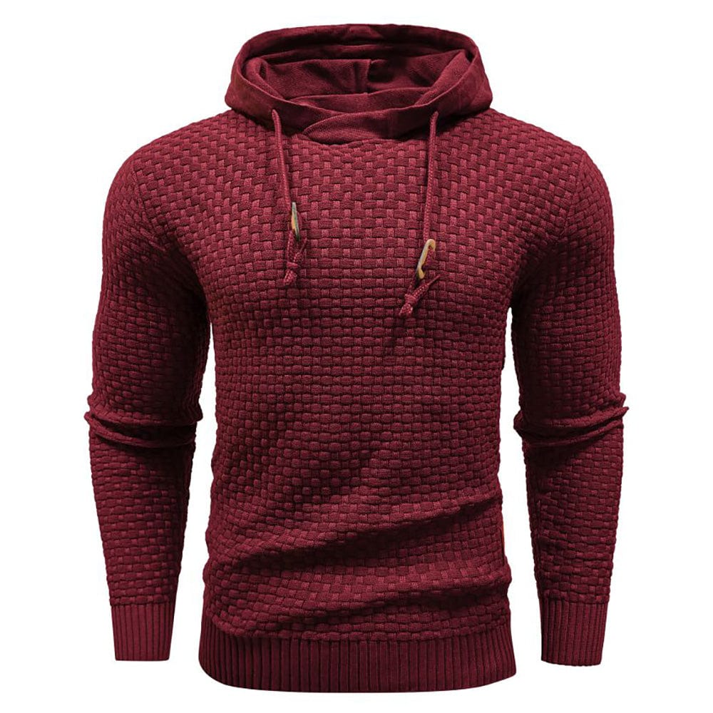 Grauer Kapuzenpullover Herren, schräge Ansicht. Robust, warm & bequem für jeden Tag.
