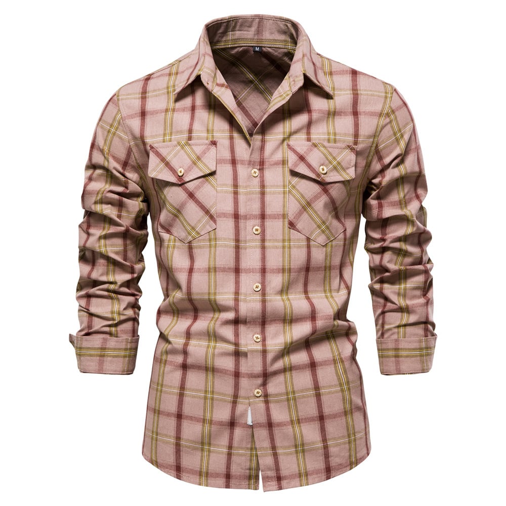 Elegantes Herren Langarmhemd mit stilvollem Karomuster; modisches Slim Fit Freizeithemd für Business & Freizeit.