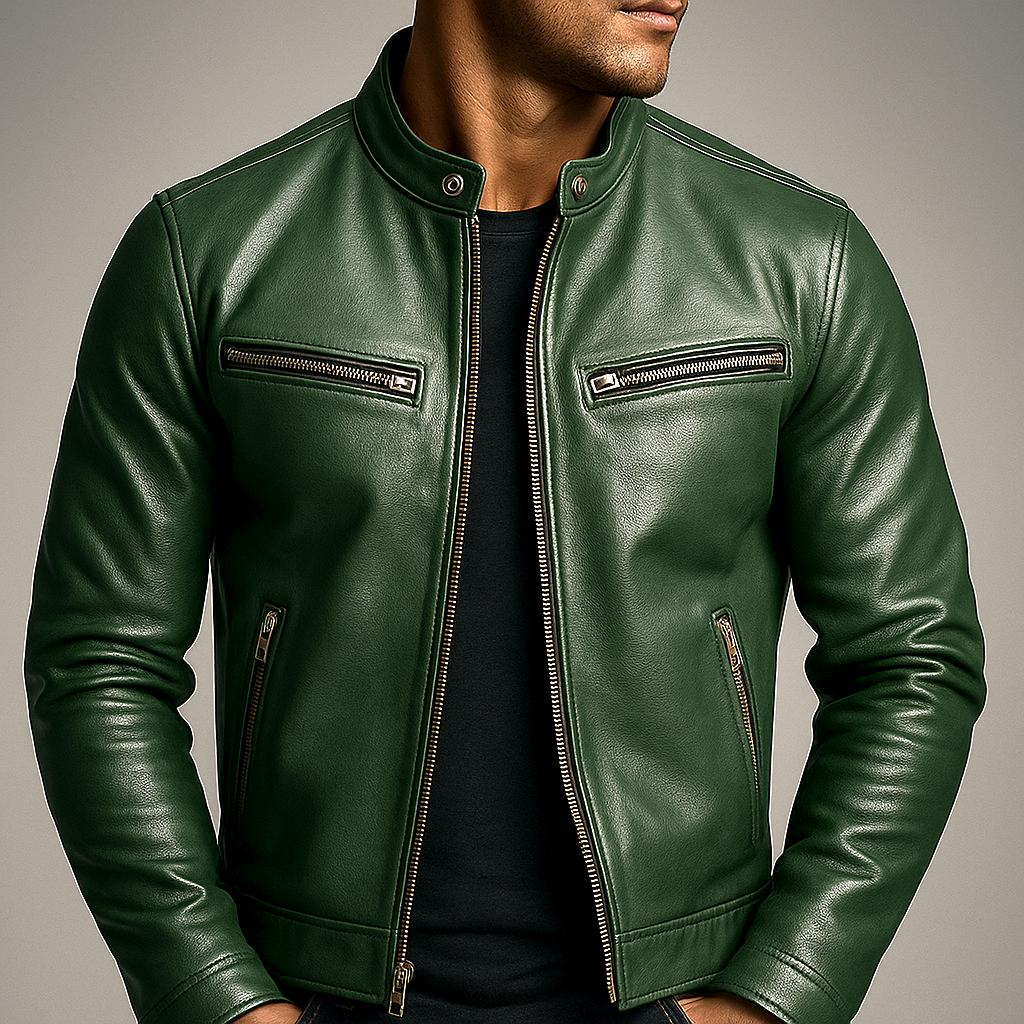 Herren Vintage Jacke mit Reißverschlusstaschen, stilvoll, leicht & funktional für Freizeit.