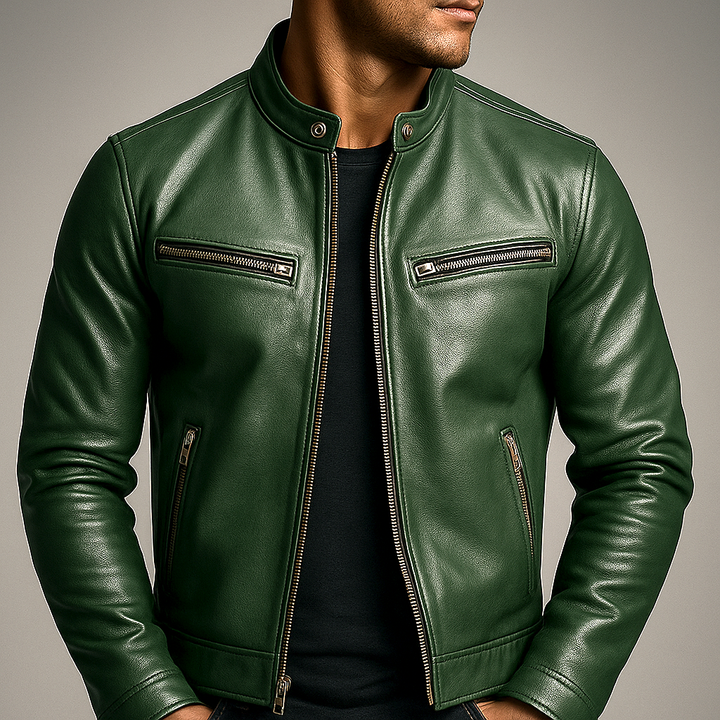 Herren Vintage Jacke mit Reißverschlusstaschen, stilvoll, leicht & funktional für Freizeit.