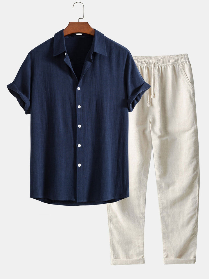 Herren Herbst-Freizeitset: Zweiteiler aus bequemem Hemd und Hose für stilvolle Entspannung & Casual Looks.