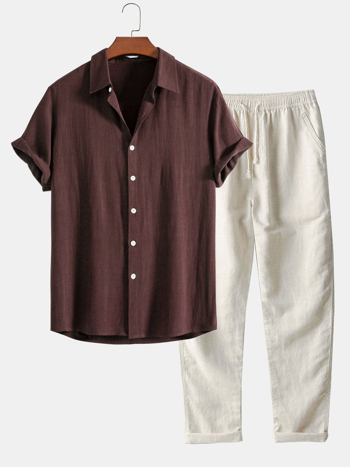 Komfortables Herren Zweiteiler-Set für den Herbst. Lässiges Hemd & Hose, ideal für entspannte Tage und Alltagsoutfits.
