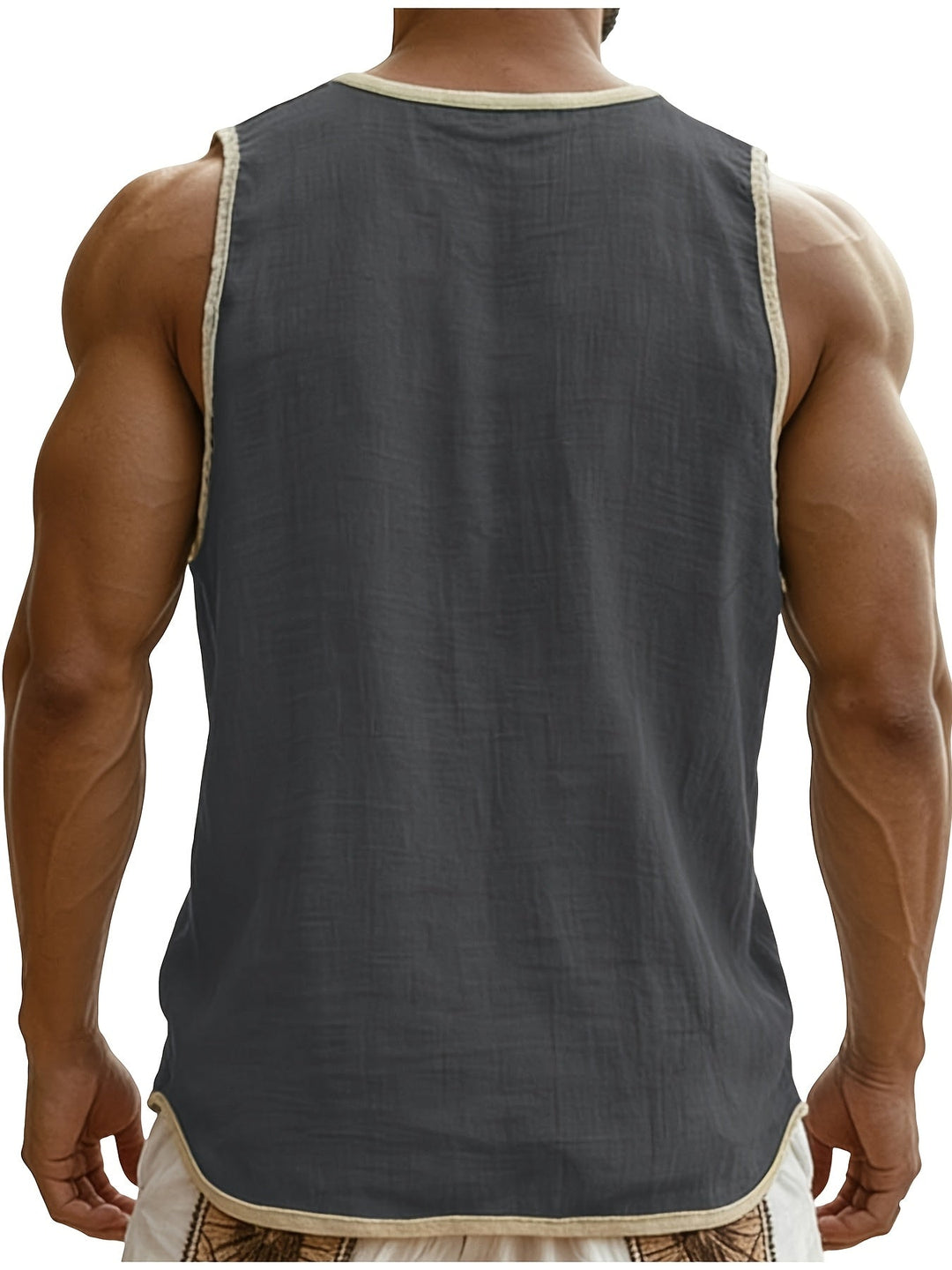 Komfortables Herren Tank Top im Henley-Design, ideal für Freizeit, Sport & Strand.