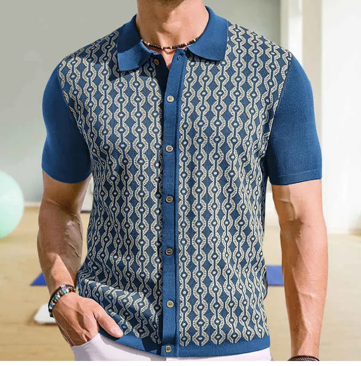 Bequemer Herren-Cardigan kurzarm mit Reverskragen. Stilvolles Oberteil für Alltag, Freizeit & Lagenlook.