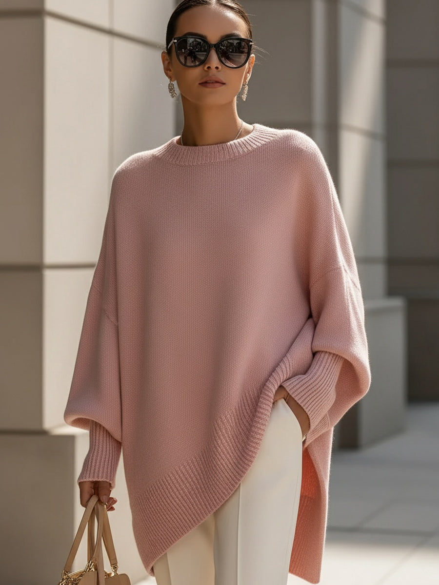 Lässiger Damen Strickpullover, Oversized-Schnitt mit Fledermausärmeln. Perfekt für Freizeit.
