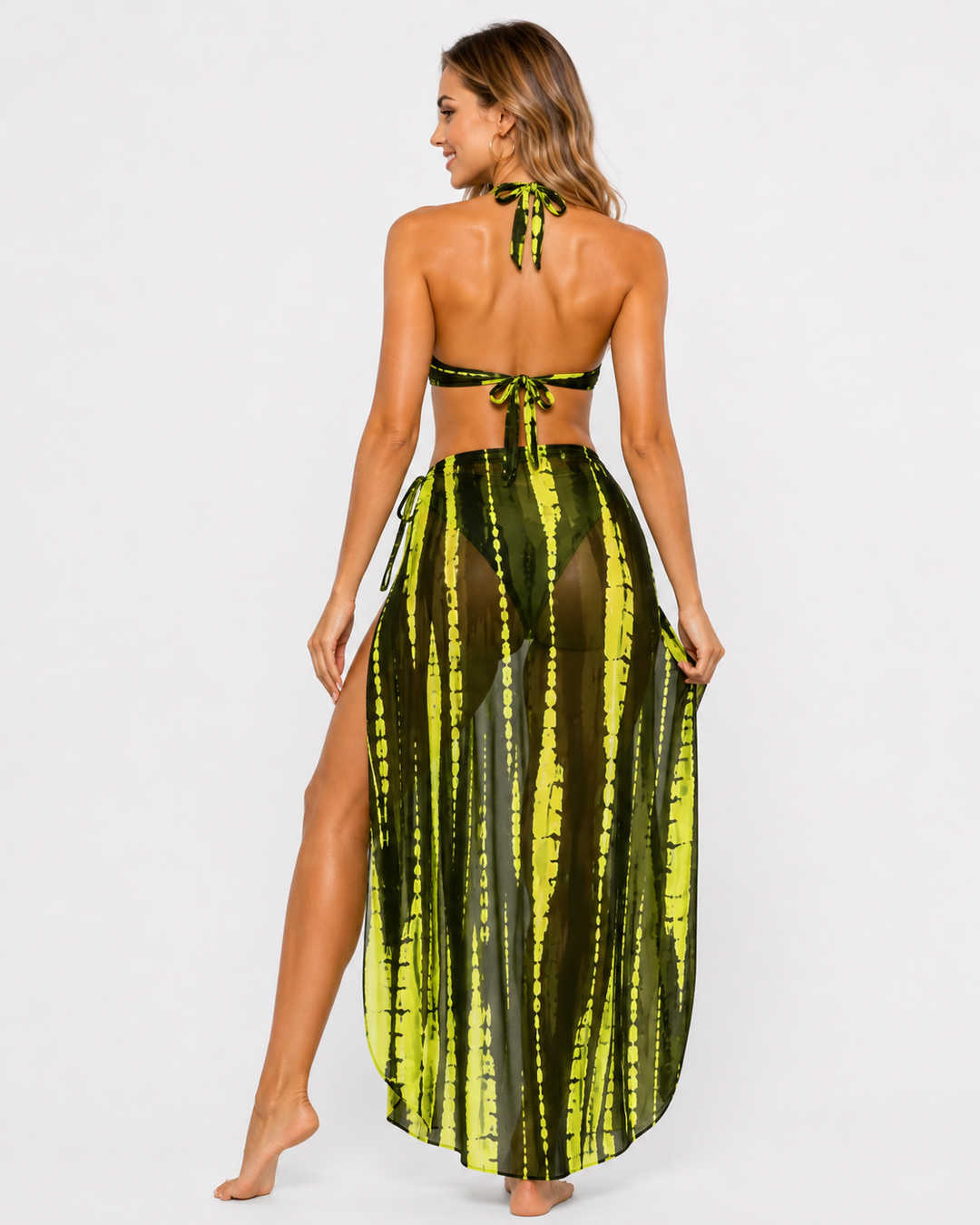 Damen Schwimmmode: Eleganter Strandkleid-Badeanzug mit Cut-out, Neckholder & Brustpolster. Ideal für Sommer.