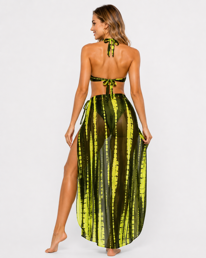 Damen Schwimmmode: Eleganter Strandkleid-Badeanzug mit Cut-out, Neckholder & Brustpolster. Ideal für Sommer.