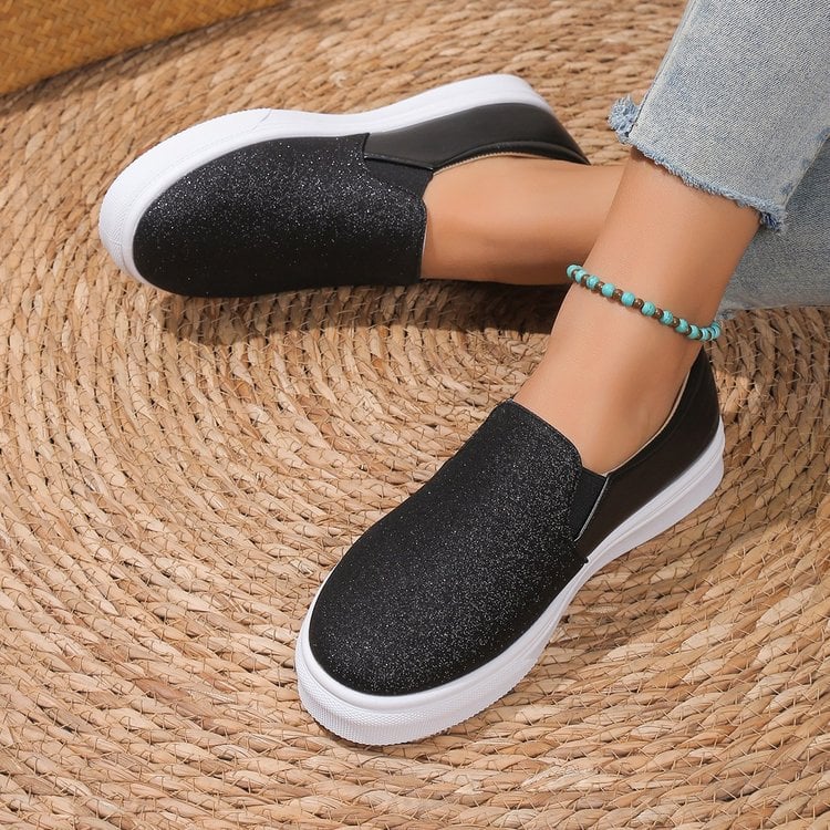 Stylische Damen Pailletten Slipper mit elastischem Einstieg. Perfekte Glitzer-Freizeitschuhe für jede Frau.