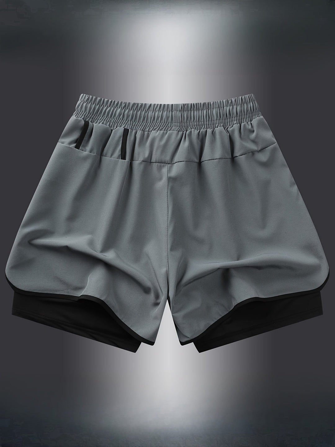 Hochwertige Herren 2-in-1 Sportshorts in Schwarz, robustes Material für lange Haltbarkeit.