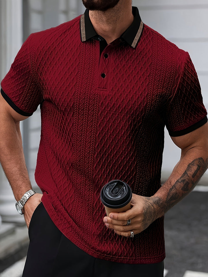 Vielseitiges Herren Sommer Poloshirt, sportlich & stilvoll mit Farbblock-Design.