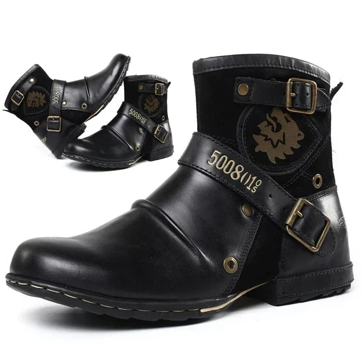 Herrenstiefel Elliot, eleganter Retro-Stiefel für den stilvollen Business- oder Freizeit-Look, in Schwarz.