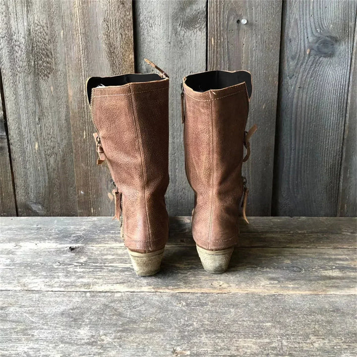 Elegante & praktische Damen Stiefel in Khaki mit Reißverschluss, ideal für Komfort und sicheren Halt.