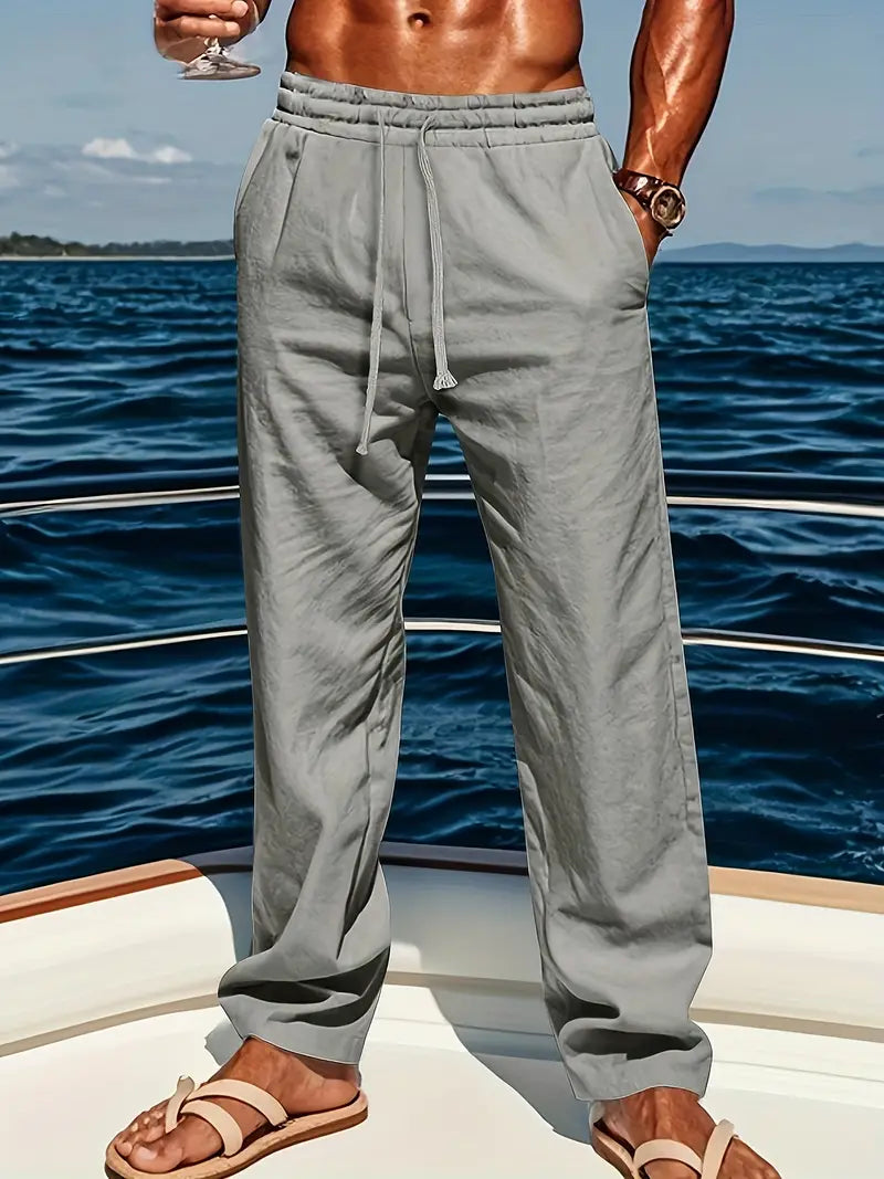 Khaki Herren Sommerhose, entspannt & bequem. Loose fit, atmungsaktiv für den Alltag & draußen.