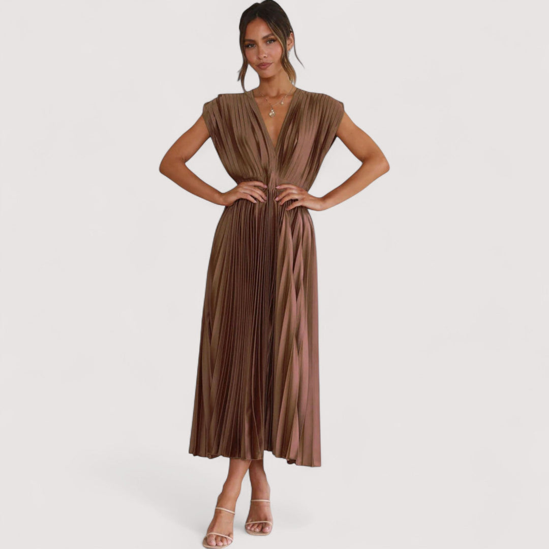 Sommerliches Plisseekleid für Damen, verstellbare Taille, bequem & elegant.