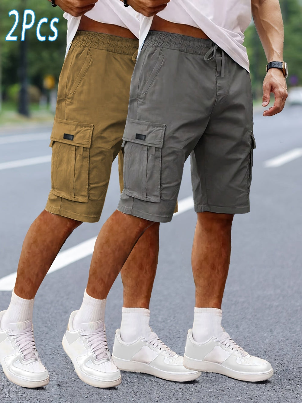 Bequeme Herren Bermuda Shorts im 2er-Pack, ideal für Freizeit, Sport und Outdoor im Sommer.