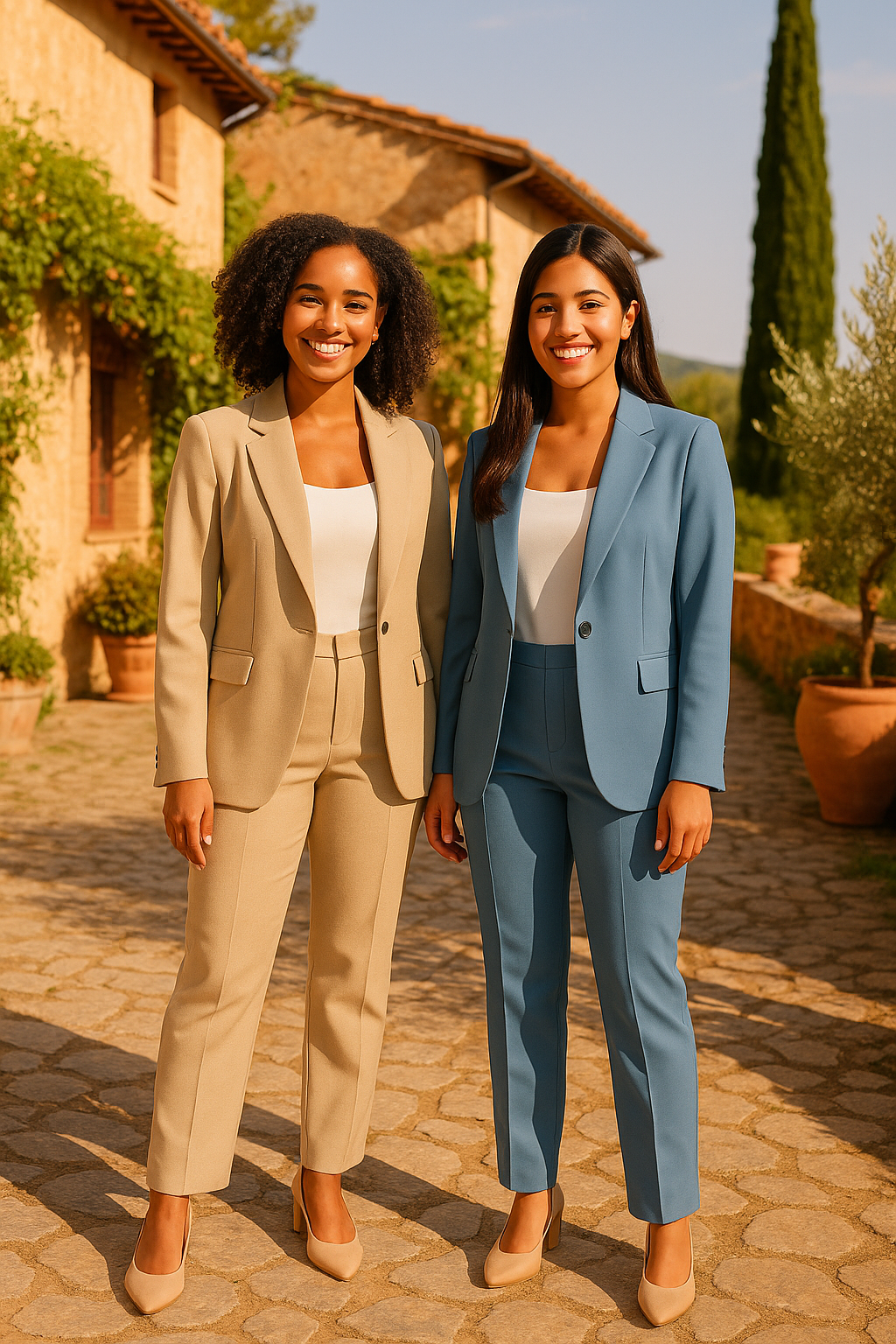Damen Blazer & Hose Zweiteiler in stilvollem Design. Zeitloser Frauen Anzug, optimal für Büro und feierliche Anlässe.