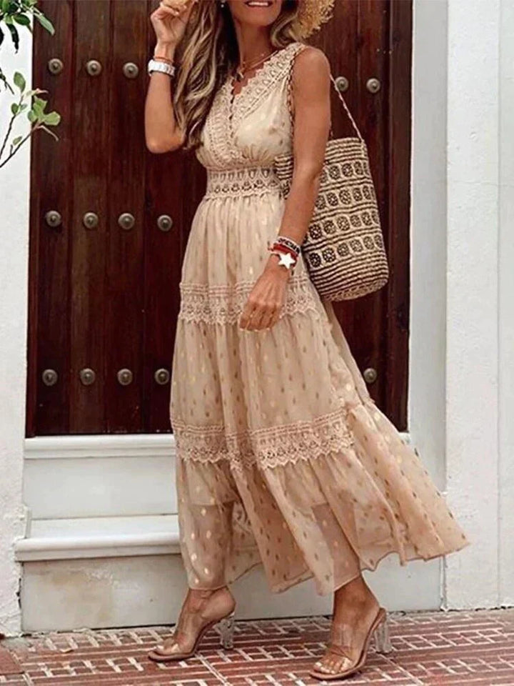 Elegantes Damen Maxikleid mit Blumenmuster, perfekt für Sommer, Urlaub & Freizeit.