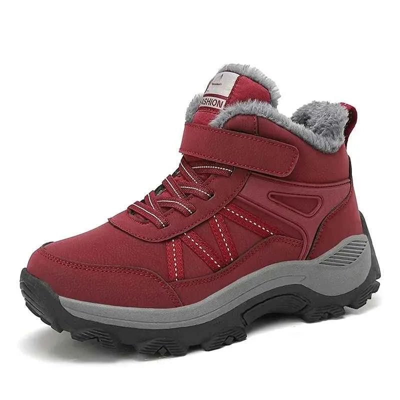 Hochwertige Damen Winterstiefel mit Klettverschluss, wind- und wasserabweisend für den Winter.