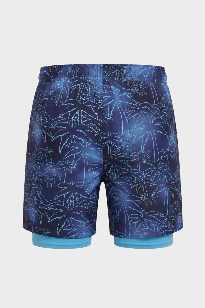Schnelltrocknende Herren Schwimmshorts mit lebhaftem Tropenmuster für den Sommerurlaub.