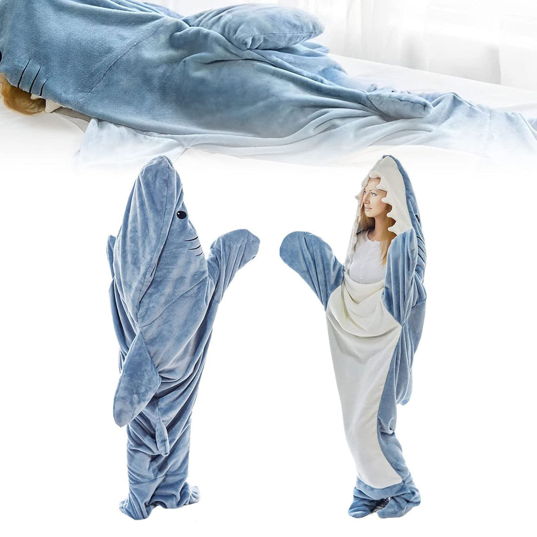 Kuscheliger Unisex Hai-Decken-Anzug als gemütlicher Overall für entspannte Stunden zu Hause.