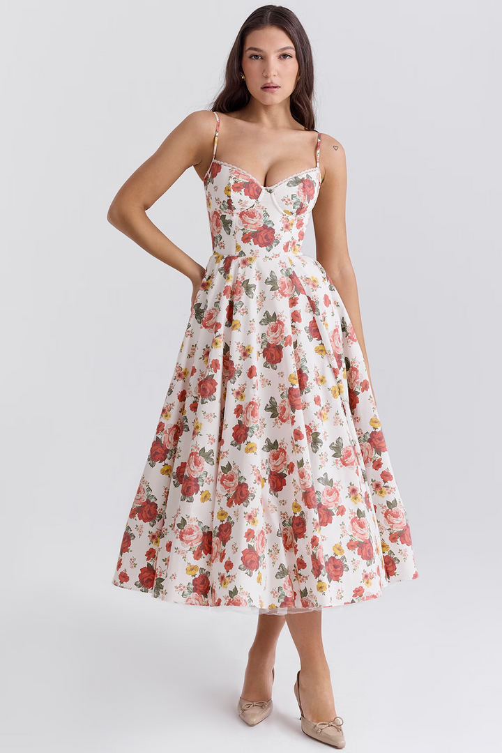 Festliches Midi-Kleid für Frauen, elegant und schmeichelhaft, betont die Figur auf stilvolle Weise.