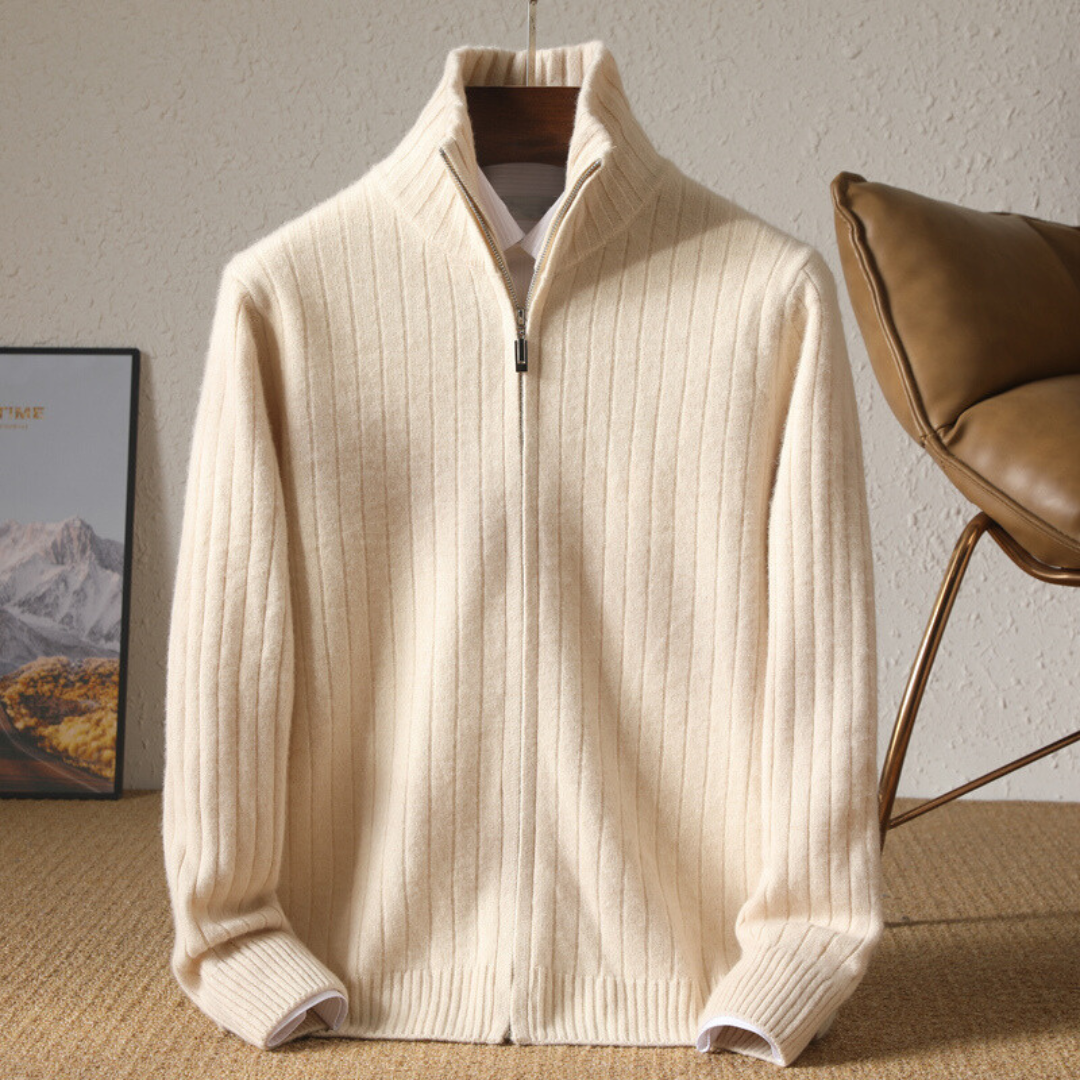 Vielseitige Herren Strickjacke mit Reißverschluss, Langarm, perfekt für Freizeit & Alltagsmode.