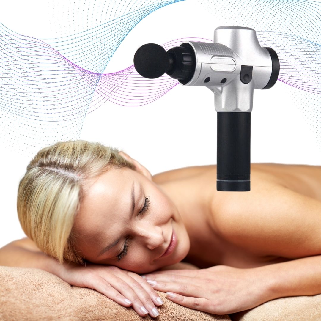 Unisex Massagegerät an Wade angewendet. Fördert schnelle Erholung, lindert Muskelkater & entspannt effektiv.